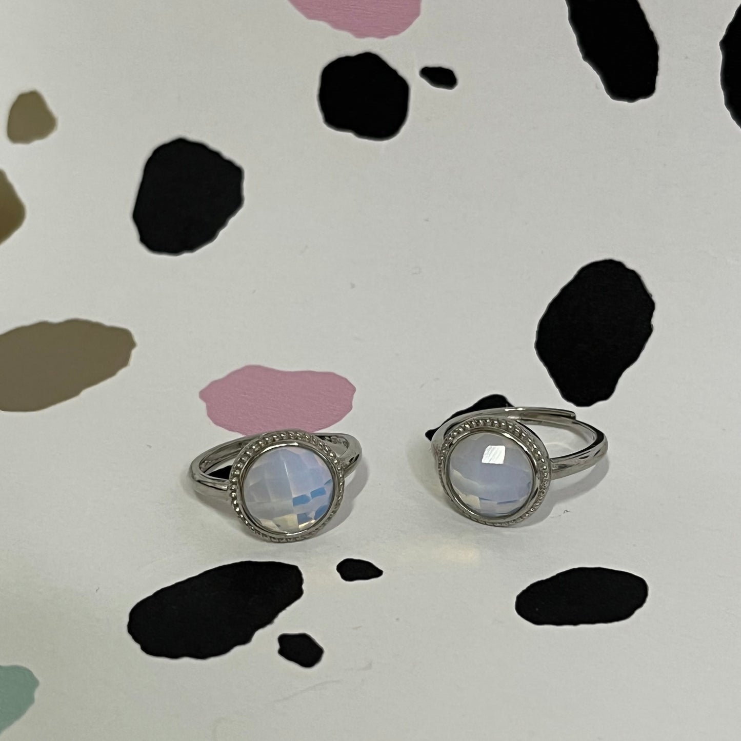 Pink Opalite Circle Rings