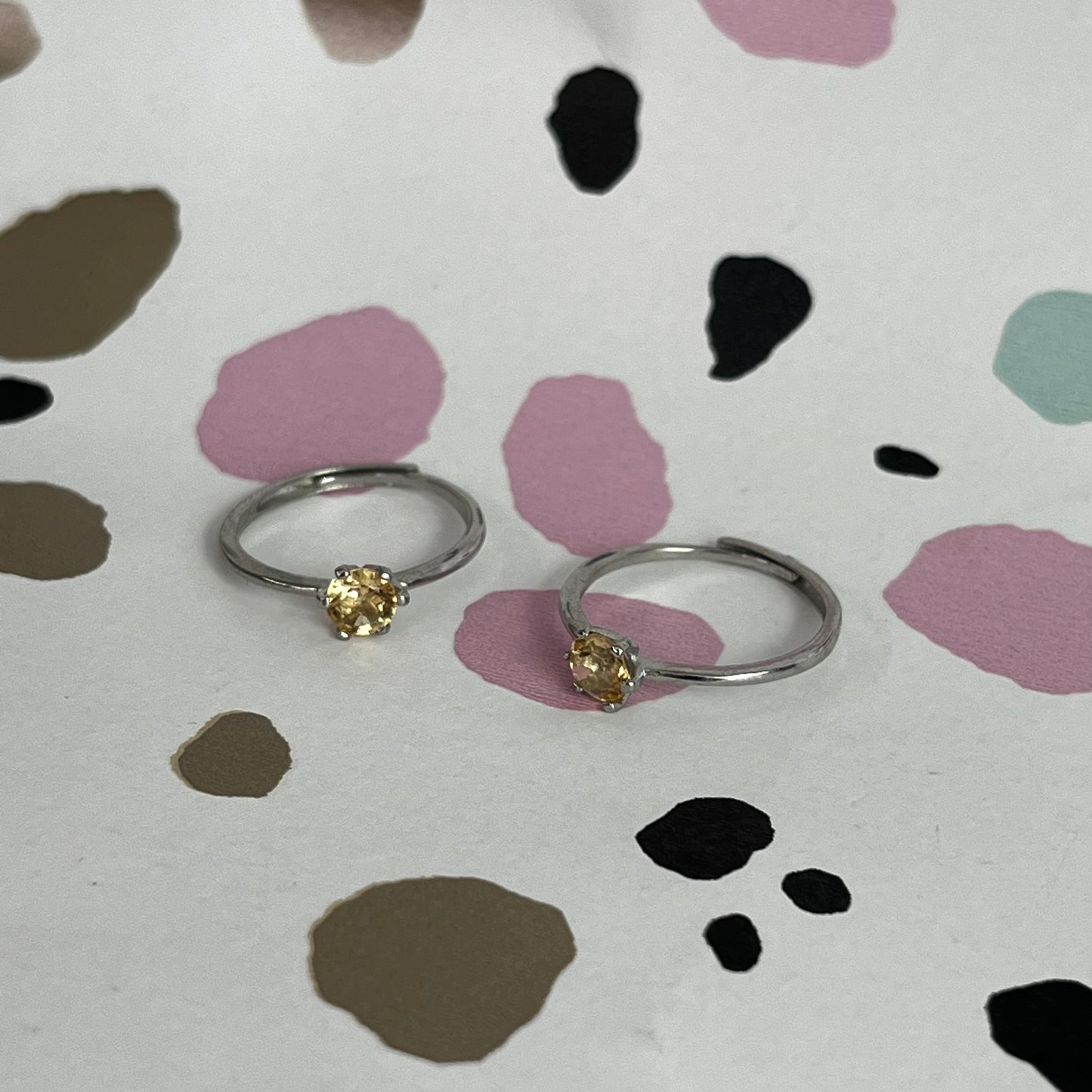 Citrine Simple Round Rings
