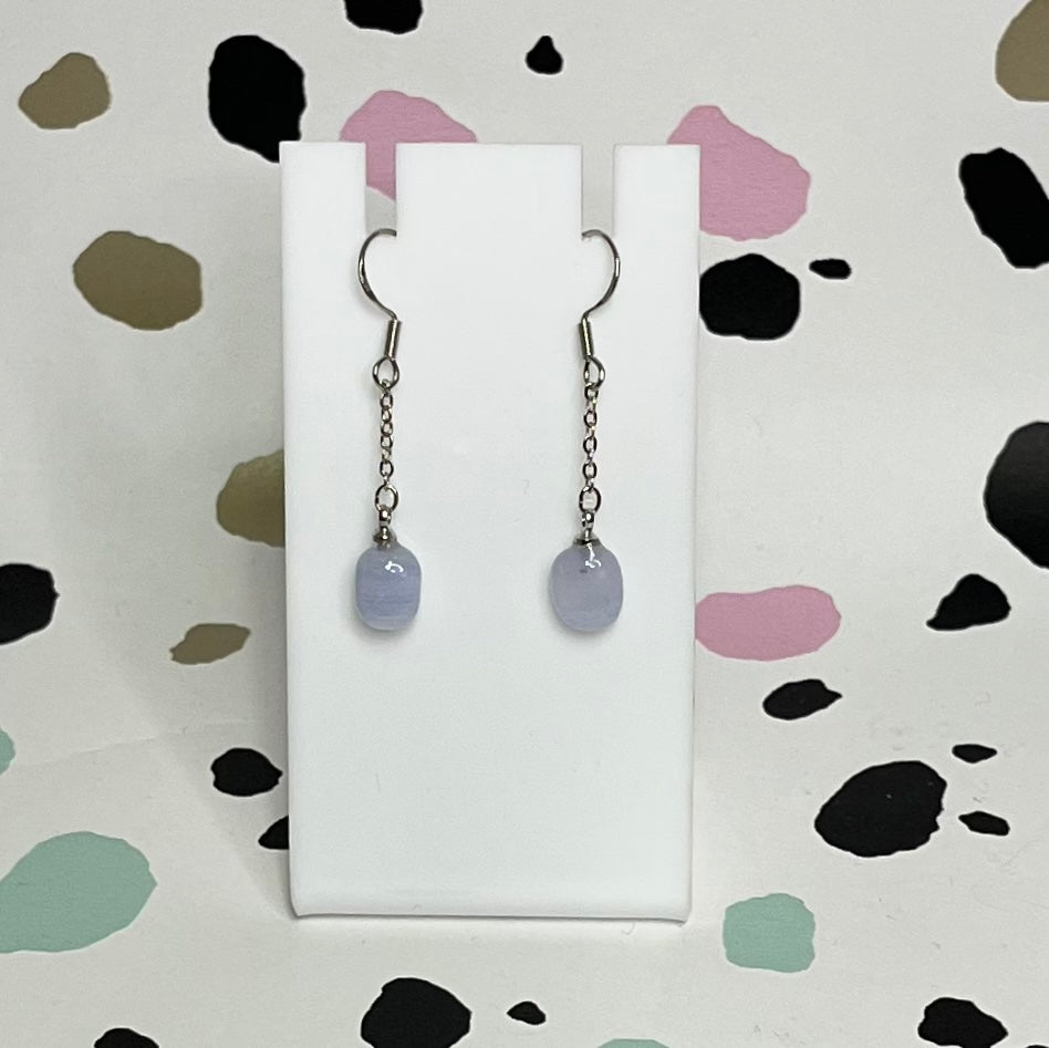 Blue Lace Agate Dangly Earrings