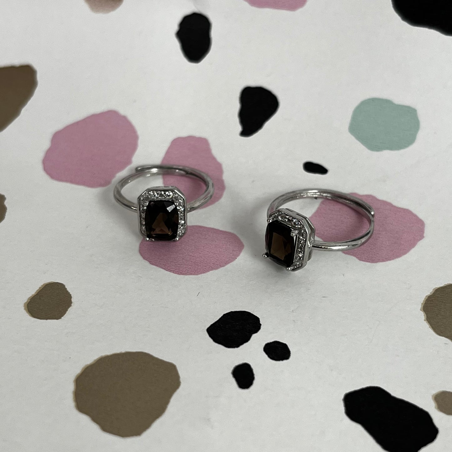 Smoky Quartz Rectangle Rings
